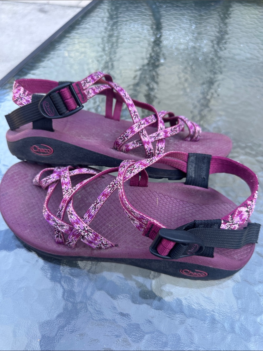 Chaco Women's Strappy Sandal in Plum/Magenta